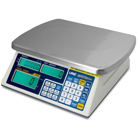 Uwe 60 lb, .005 lb, Counting Scale, 99 PLU, 9x8" Stainless Steel Platter, Numeric Keypad, RS232 OAC-24